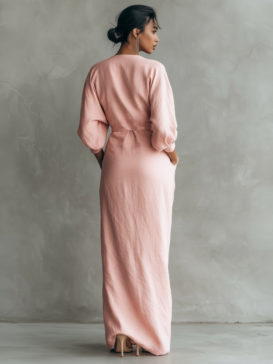Women's Minimalist V-neck Soft Blend Maxi Dress