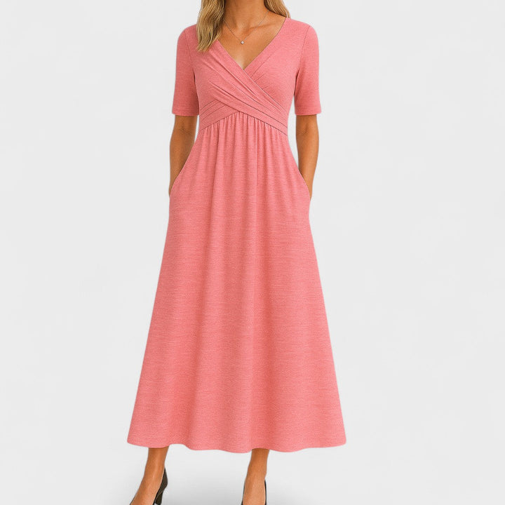 Jessica | Chic Women’s Midi Dress with V-Neck