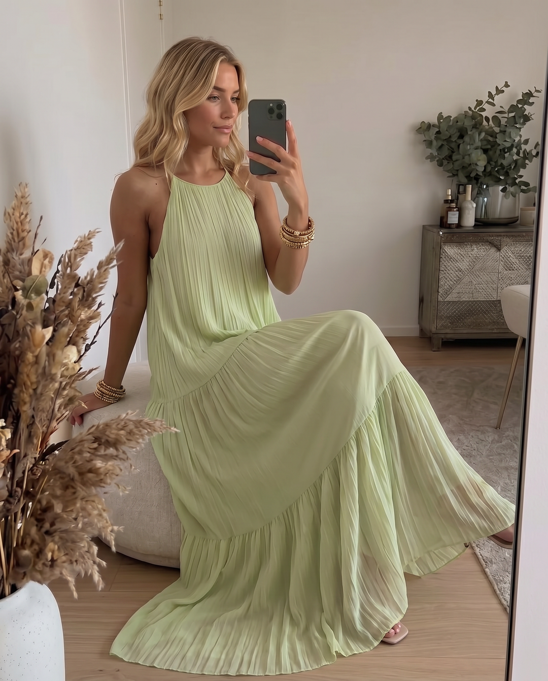 LIVIA | Maxi Boho Dress Pistachio Green