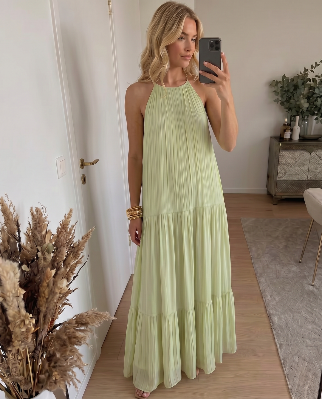 LIVIA | Maxi Boho Dress Pistachio Green