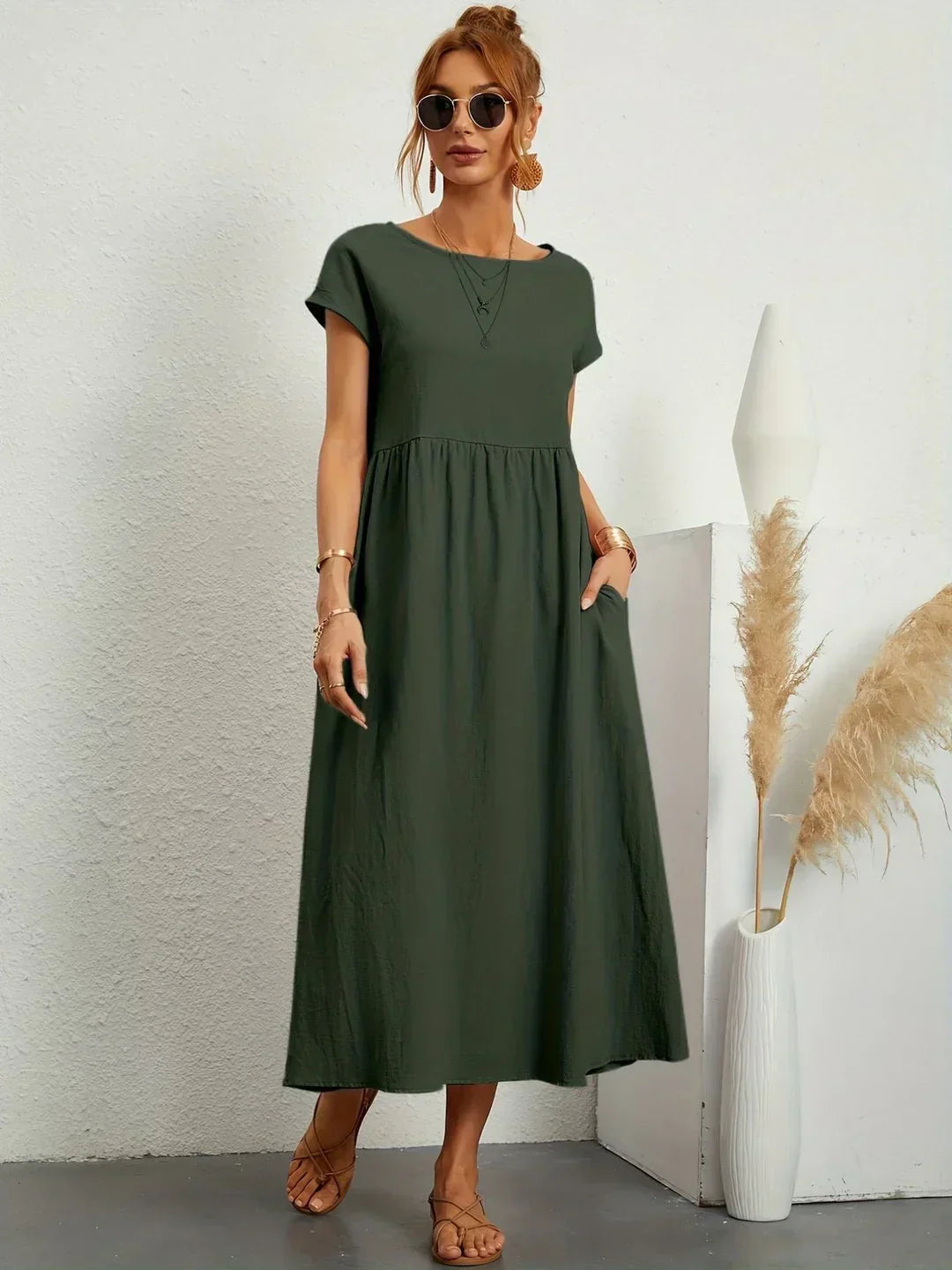 Gabrielle™ | Timeless elegance fluid midi dress