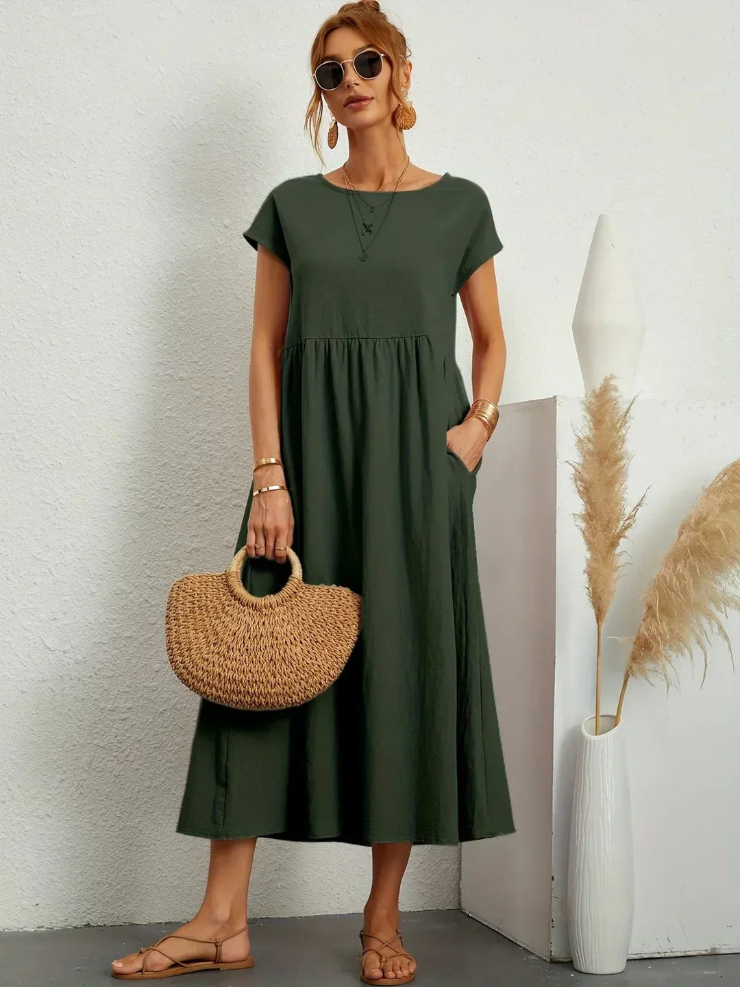 Gabrielle™ | Timeless elegance fluid midi dress