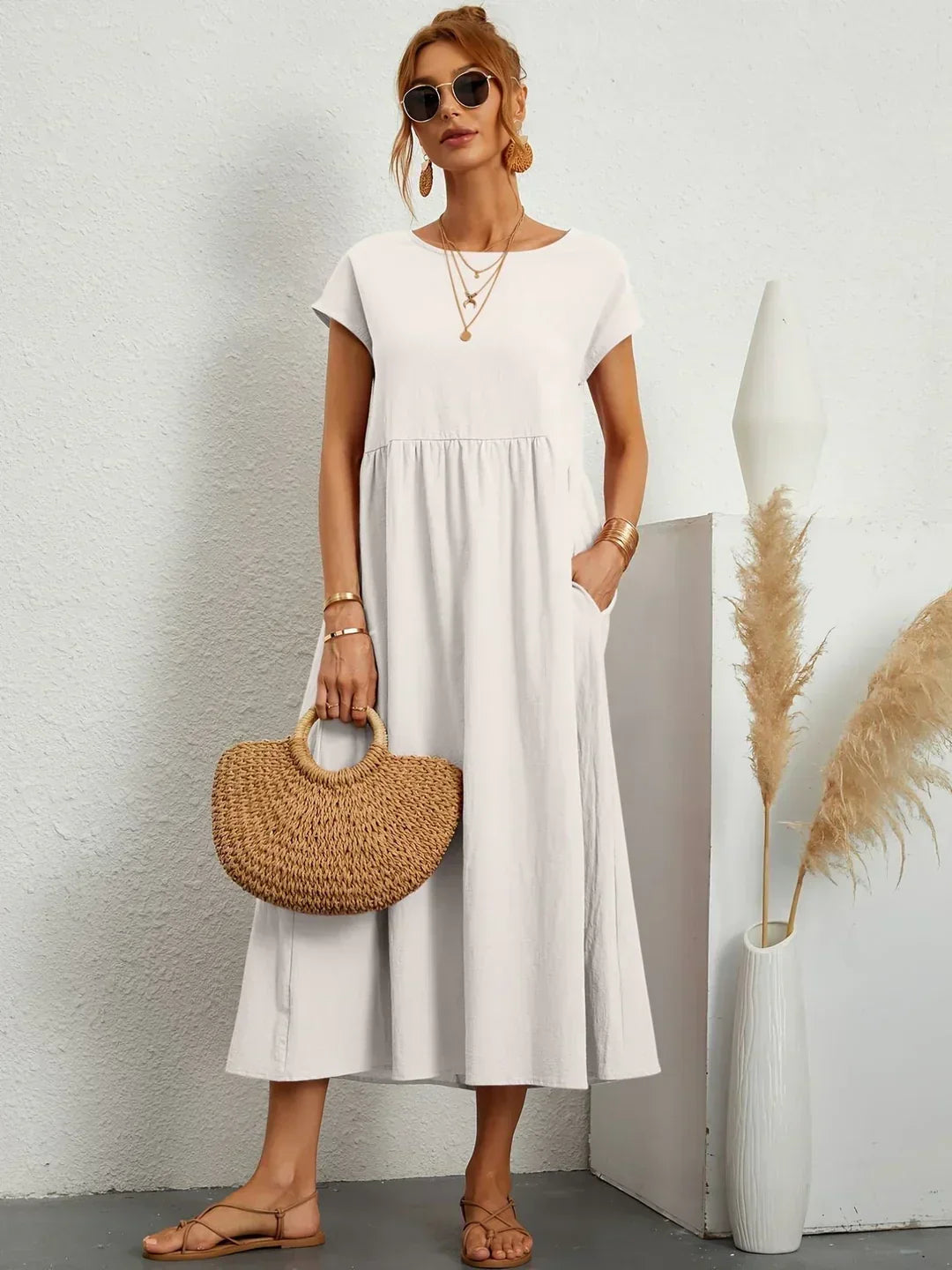 Gabrielle™ | Timeless elegance fluid midi dress