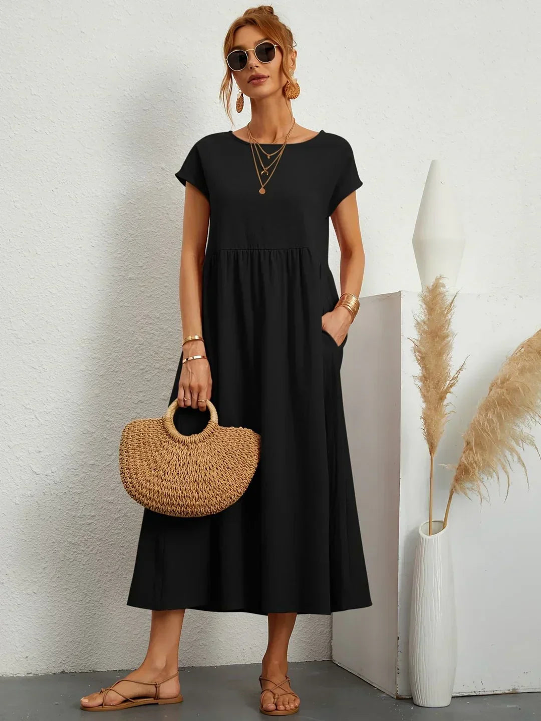 Gabrielle™ | Timeless elegance fluid midi dress