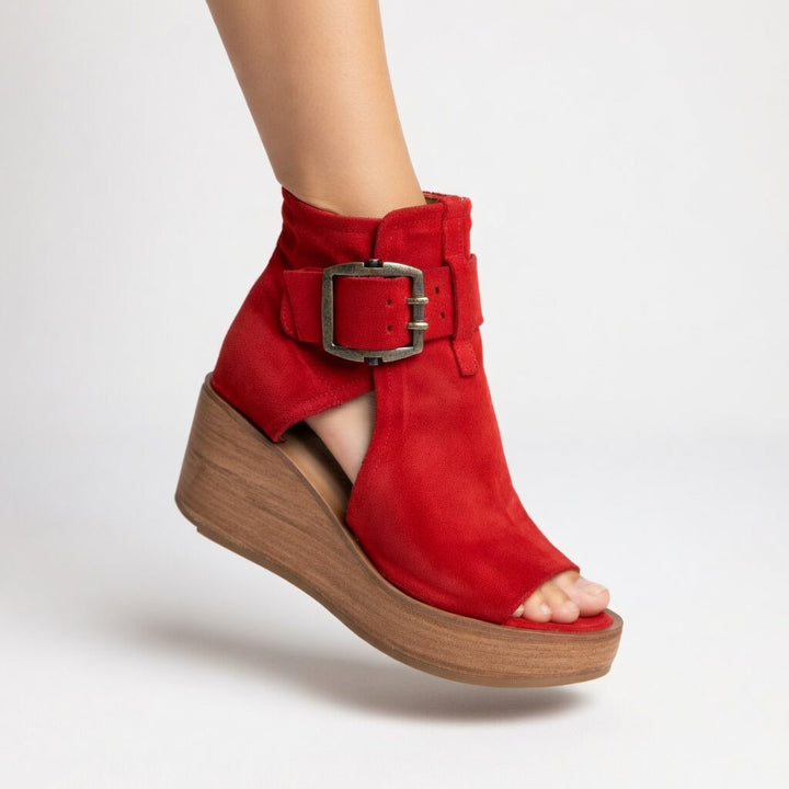 Kate |  Open-toe Wedge Booties in Modern Style