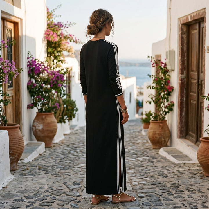 Sophia - Chic White Maxi Dress With Button-Down Collar