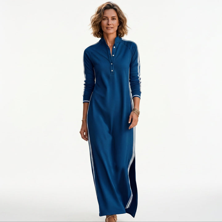 Sophia - Chic White Maxi Dress With Button-Down Collar