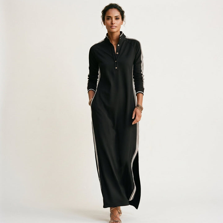 Sophia - Chic White Maxi Dress With Button-Down Collar
