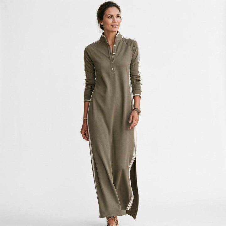 Sophia - Chic White Maxi Dress With Button-Down Collar