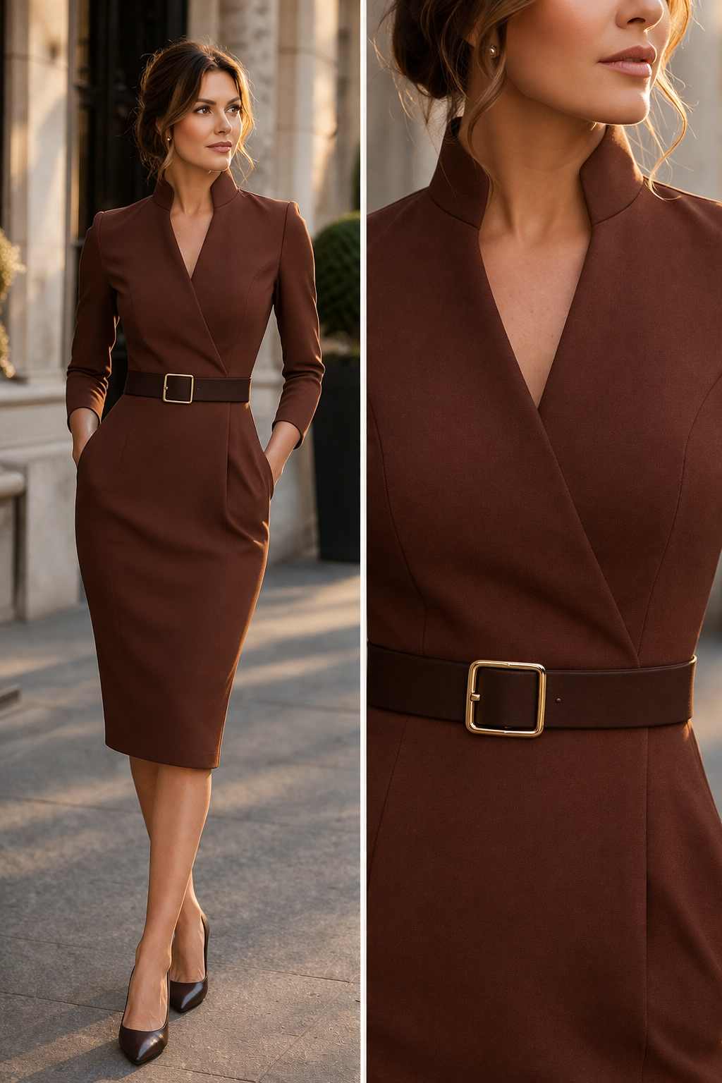 TIVARA | Black Dress with Belt