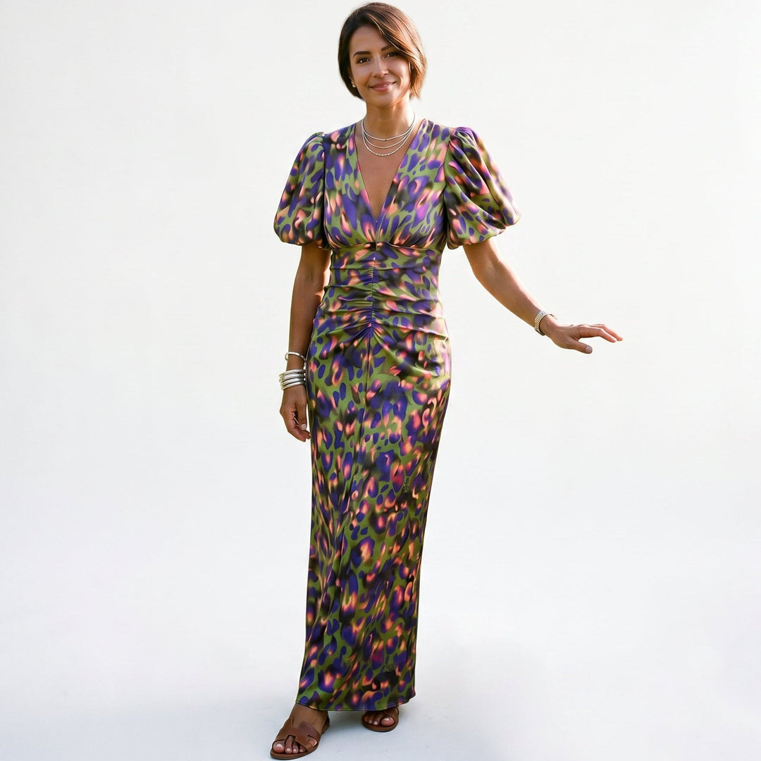 Lisbeth - Stylish Midi Dress with Puff Sleeves for Women