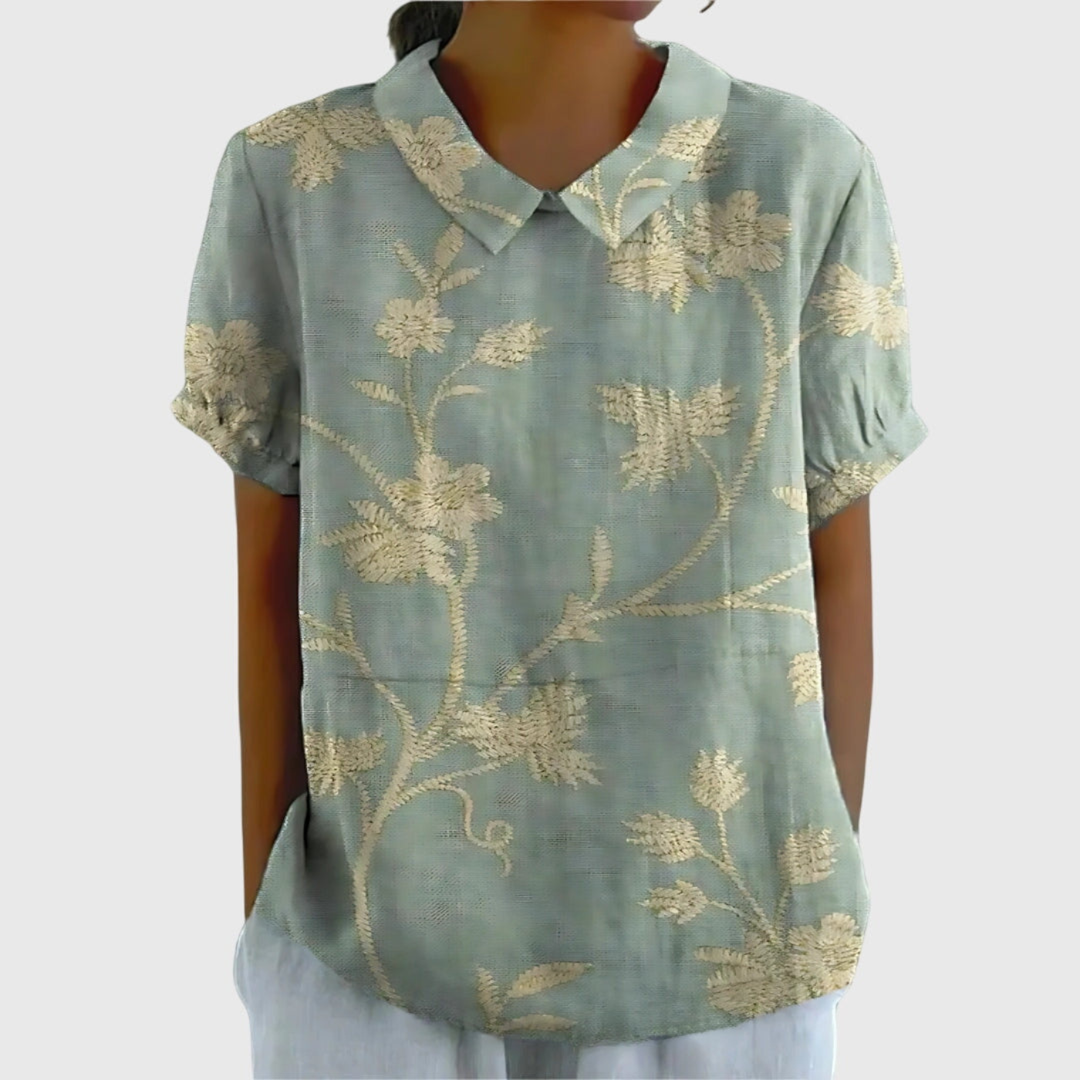 Thea | Short Sleeve Collared Blouse