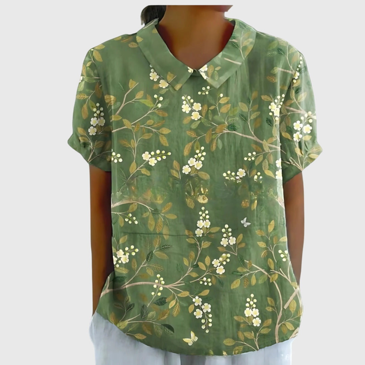 Thea | Short Sleeve Collared Blouse