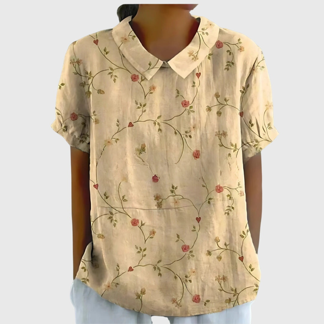 Thea | Short Sleeve Collared Blouse