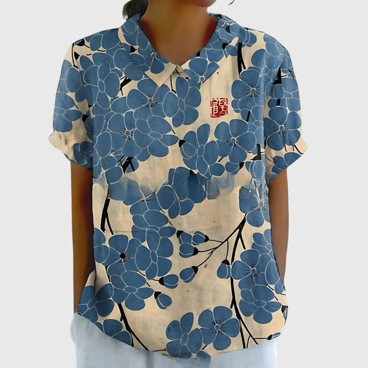 Thea | Short Sleeve Collared Blouse