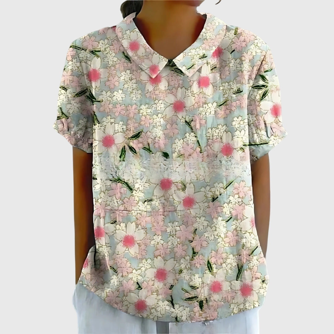 Thea | Short Sleeve Collared Blouse