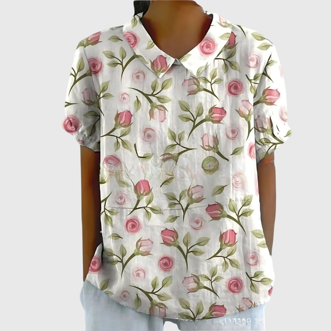 Thea | Short Sleeve Collared Blouse