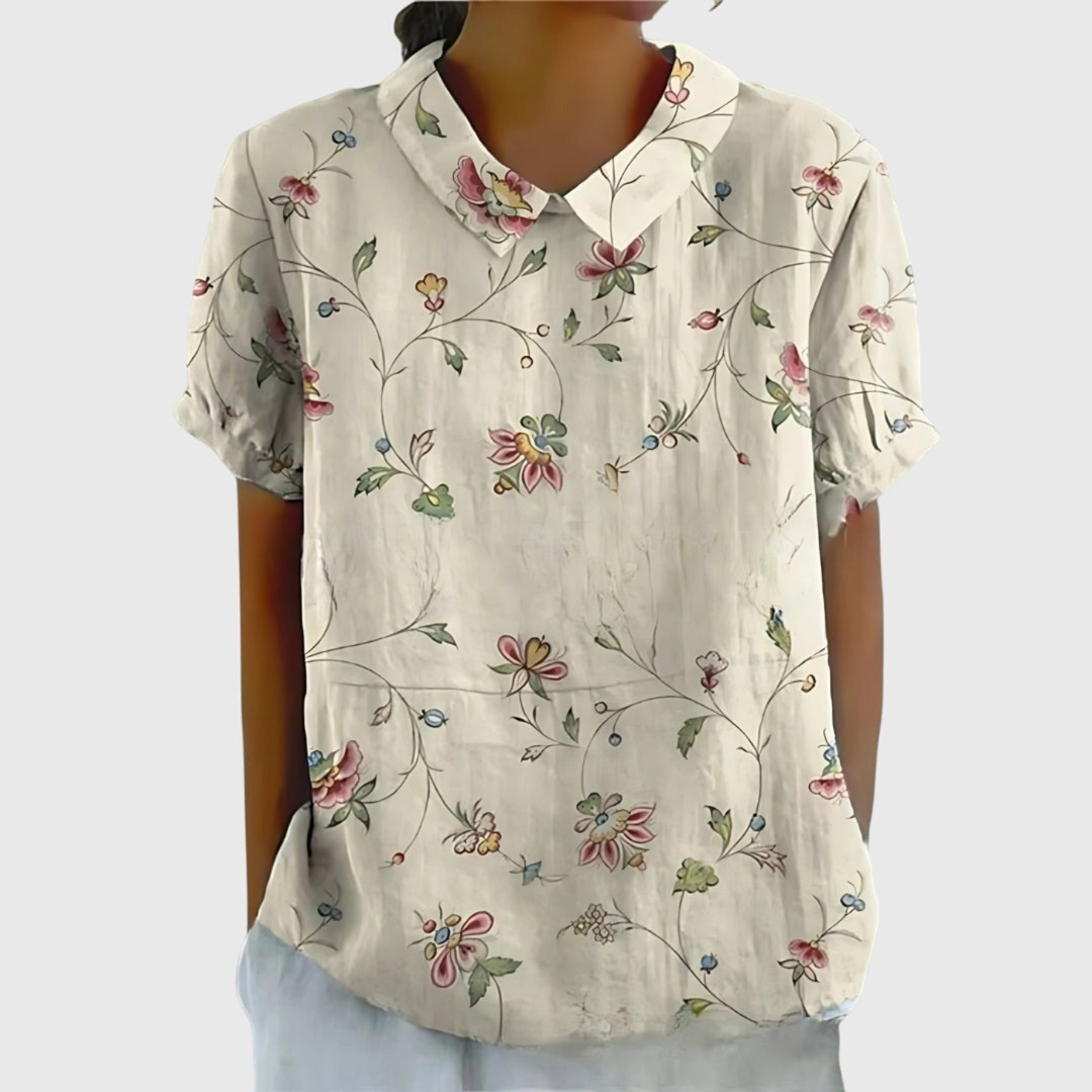 Thea | Short Sleeve Collared Blouse