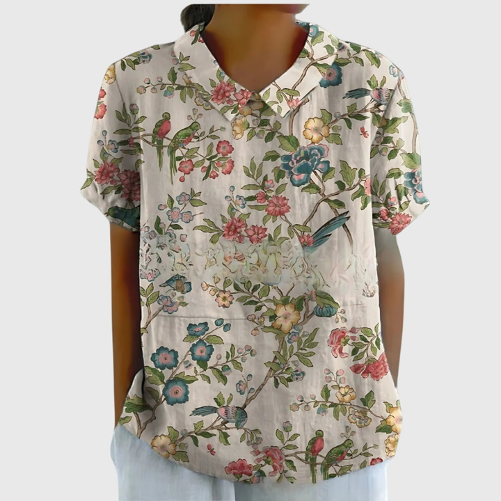 Thea | Short Sleeve Collared Blouse