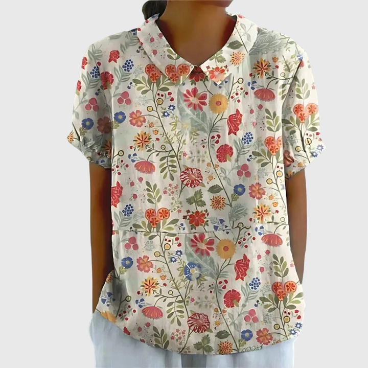 Thea | Short Sleeve Collared Blouse