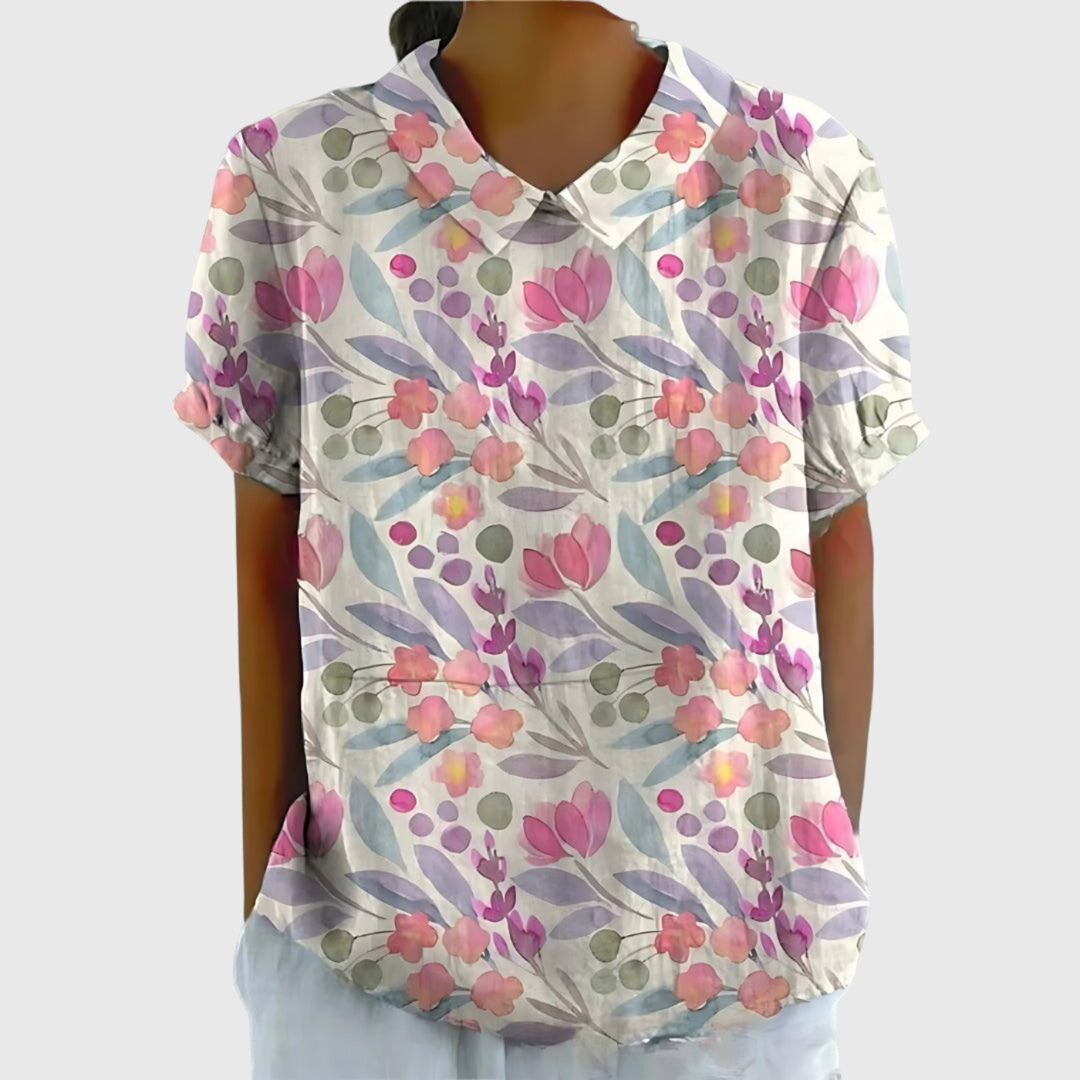 Thea | Short Sleeve Collared Blouse