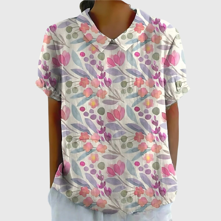 Thea | Short Sleeve Collared Blouse