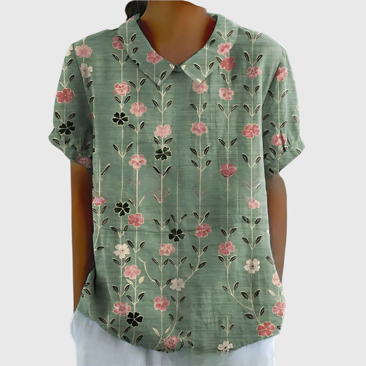 Thea | Short Sleeve Collared Blouse