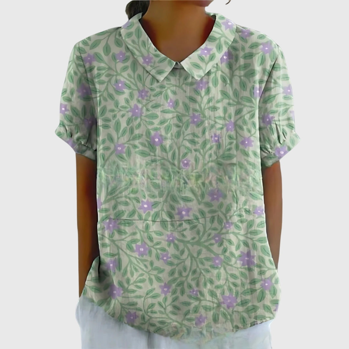 Thea | Short Sleeve Collared Blouse