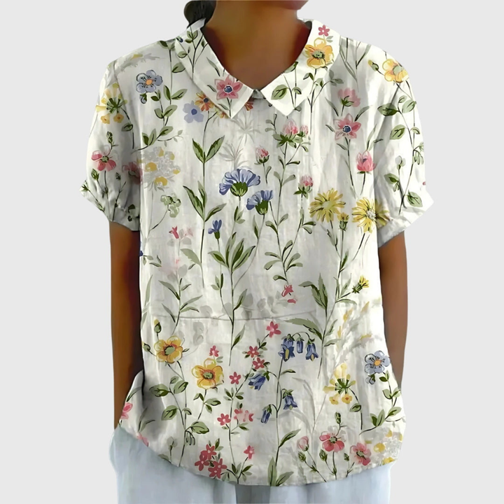 Thea | Short Sleeve Collared Blouse
