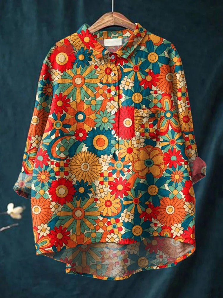Lina | Vibrant Floral Embroidered Blouse