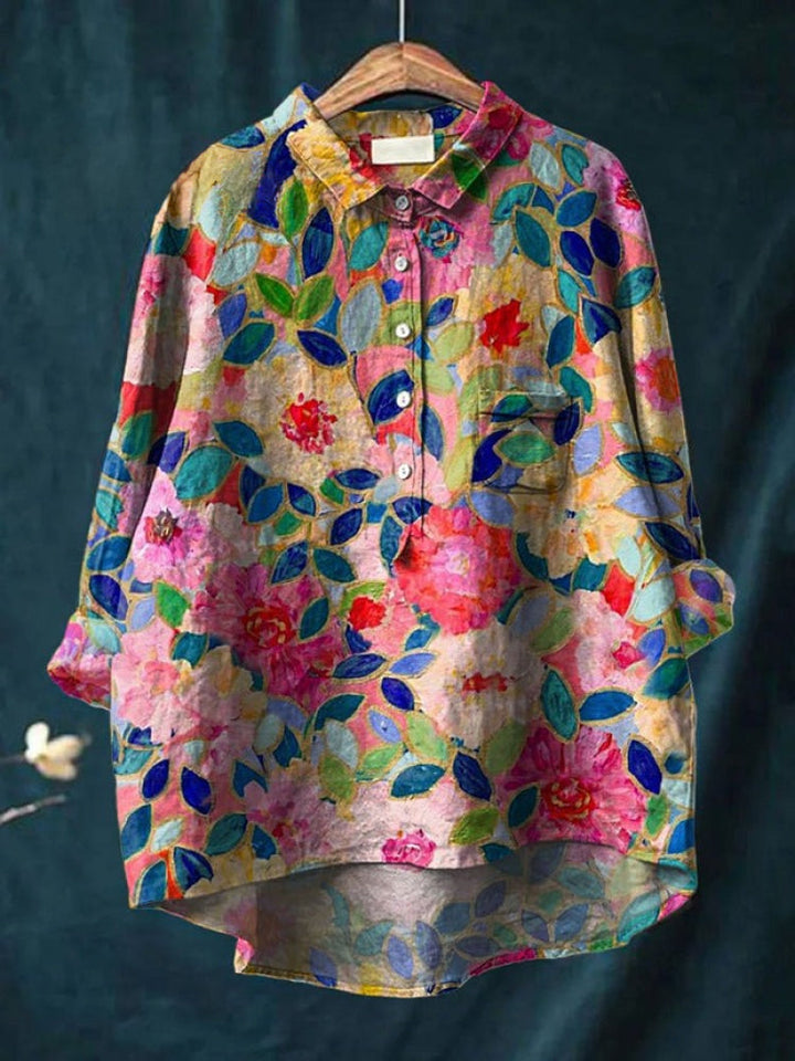 Lina | Vibrant Floral Embroidered Blouse