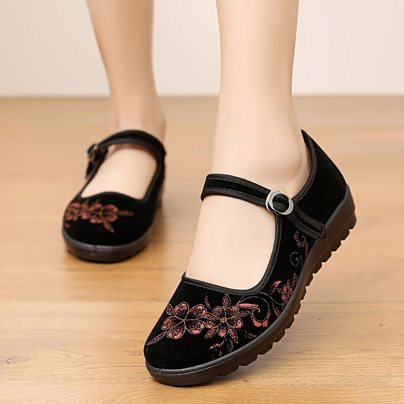 Spring And Summer Flat Elderly Casual Shoes Women'S Hotel Black Work Shoes Shallow Mouth Grandma Cloth Shoes, Women Shoes