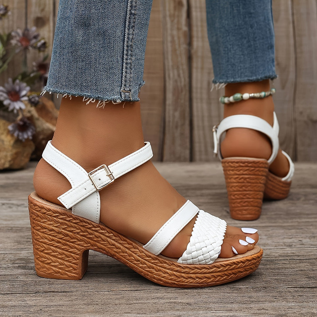 Braided Block Heel Sandals