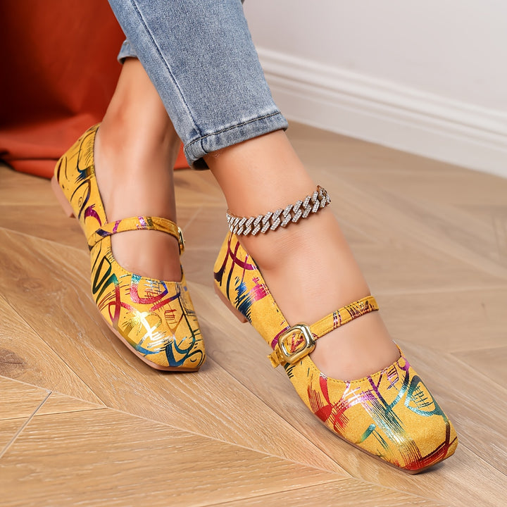 2026 Women'S Fashion New Spring Autumn Vintage Square Toe Mary Jane Flats, All-Season Versatile Style 2025 New Hot Item Women'S Shoes Buckle, Women Shoes
