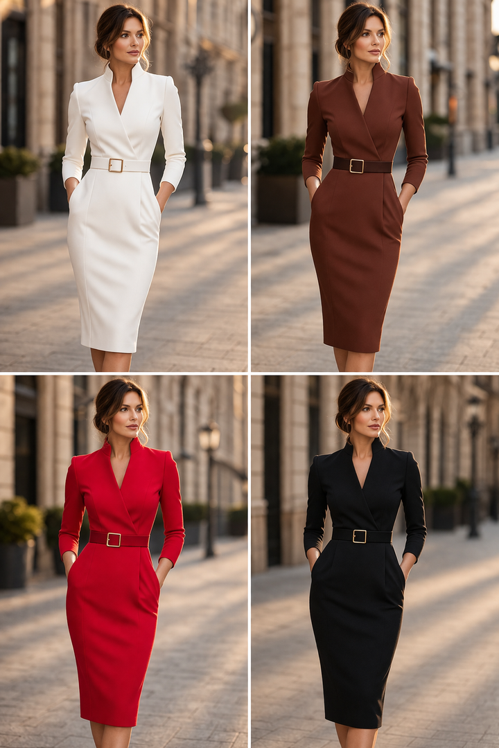 TIVARA | Black Dress with Belt