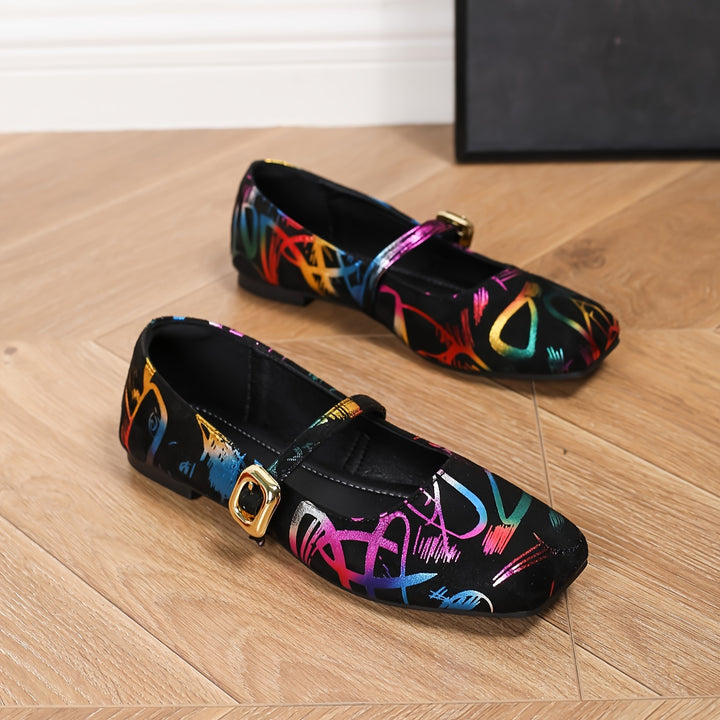 2026 Women'S Fashion New Spring Autumn Vintage Square Toe Mary Jane Flats, All-Season Versatile Style 2025 New Hot Item Women'S Shoes Buckle, Women Shoes