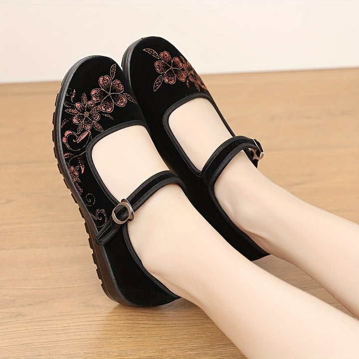 Spring And Summer Flat Elderly Casual Shoes Women'S Hotel Black Work Shoes Shallow Mouth Grandma Cloth Shoes, Women Shoes