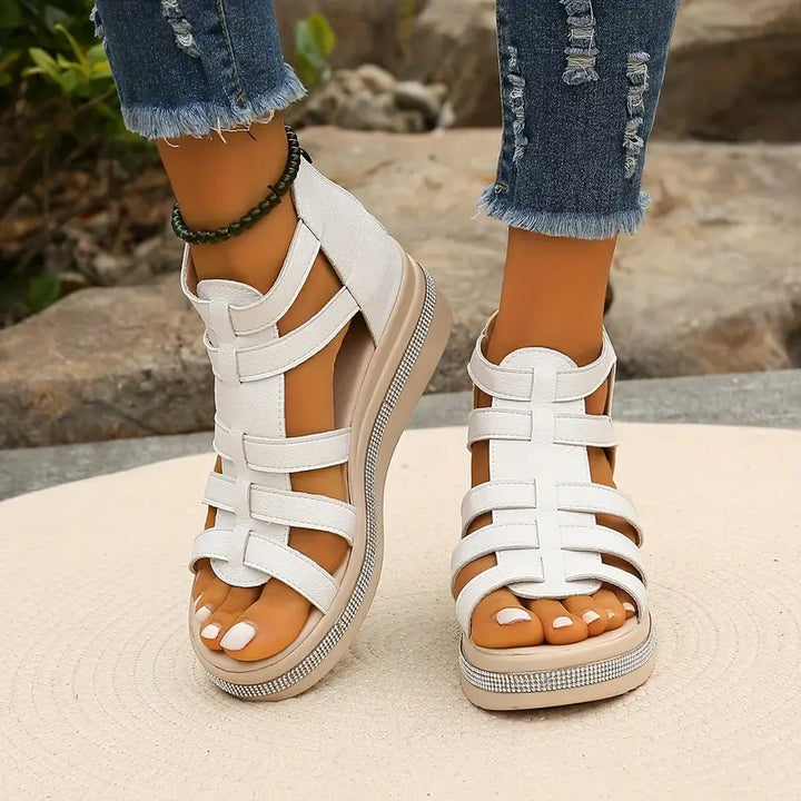 Women's Comfort Sandals with Rhinestone Decoration