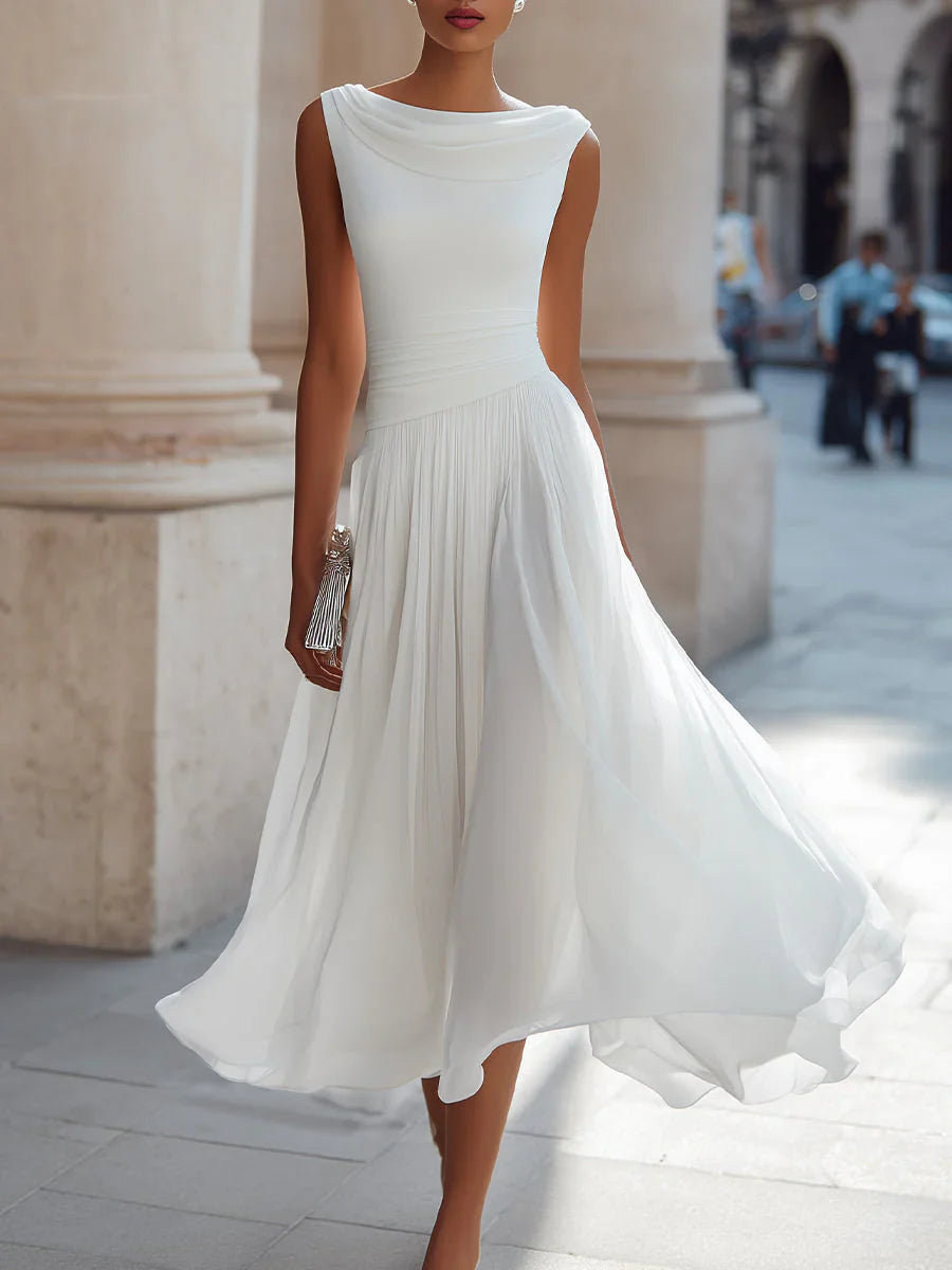 Gwendoline | Midi Dress with Draped Neck
