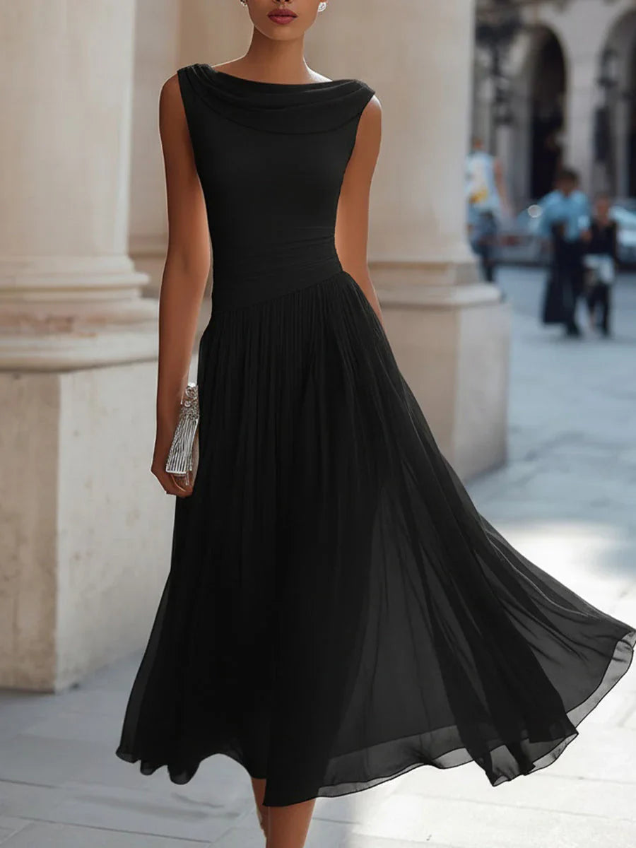 Gwendoline | Midi Dress with Draped Neck