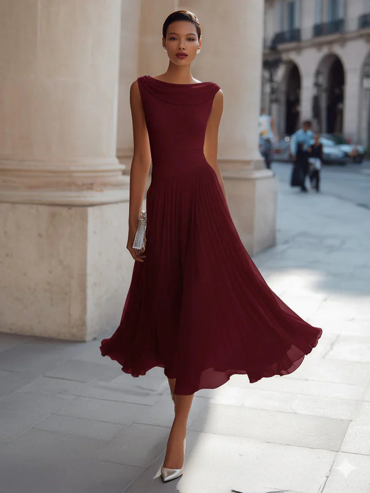 Gwendoline | Midi Dress with Draped Neck