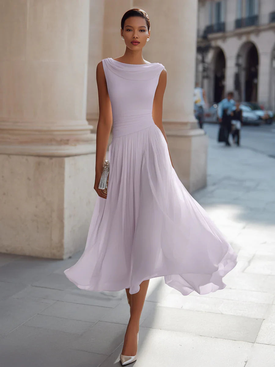 Gwendoline | Midi Dress with Draped Neck