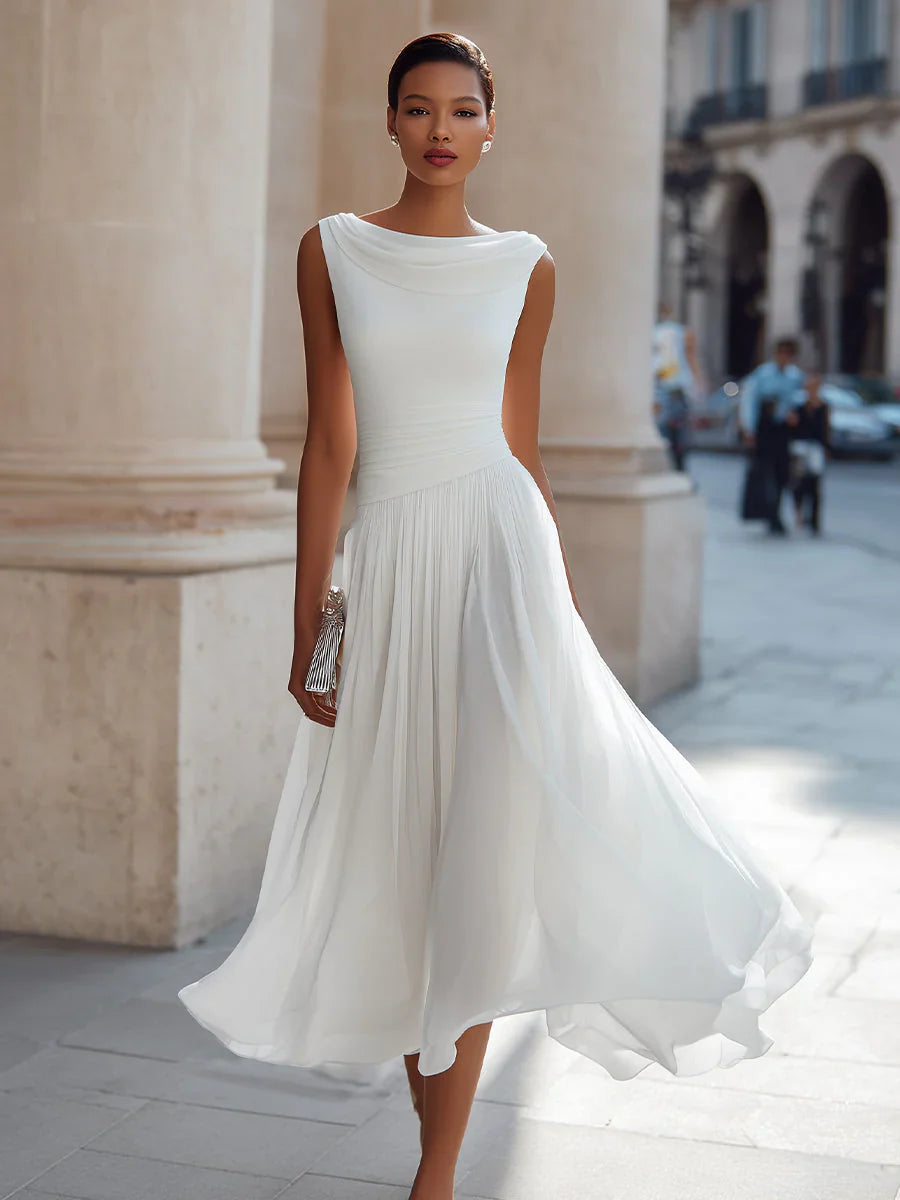 Gwendoline | Midi Dress with Draped Neck