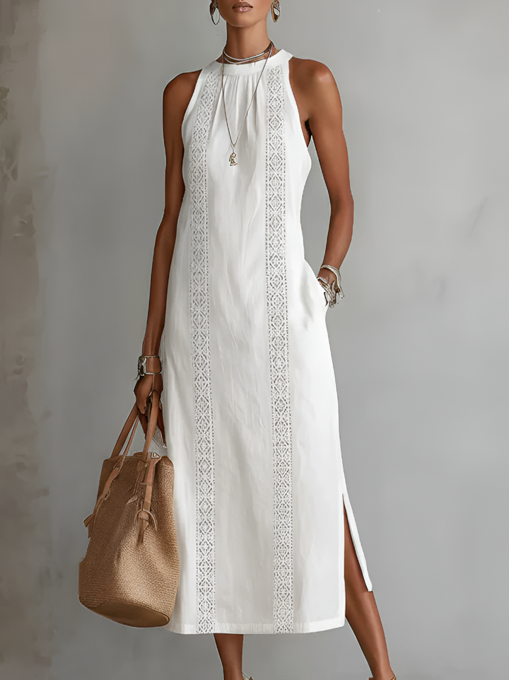 Eleanor | The Lace-Trim Halter Maxi Dress