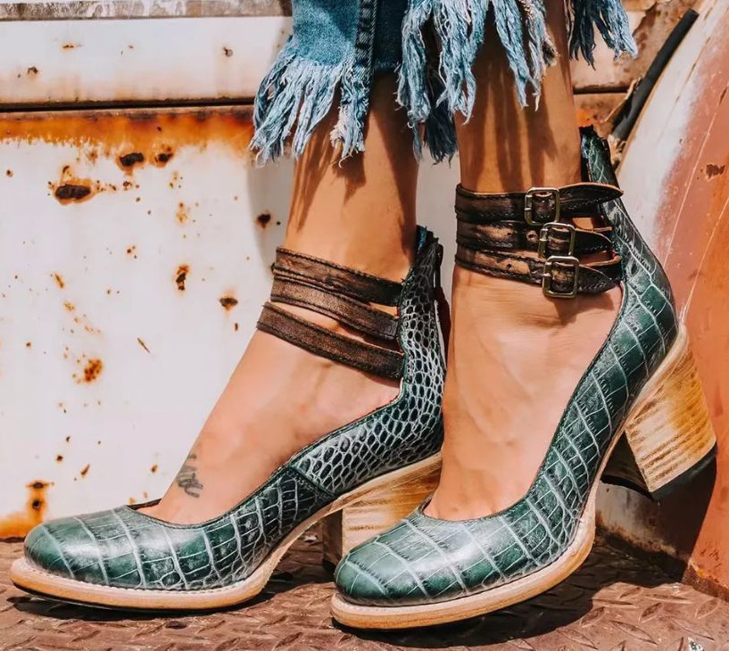 Linda | Women's Ankle Strap Block Heel Shoes