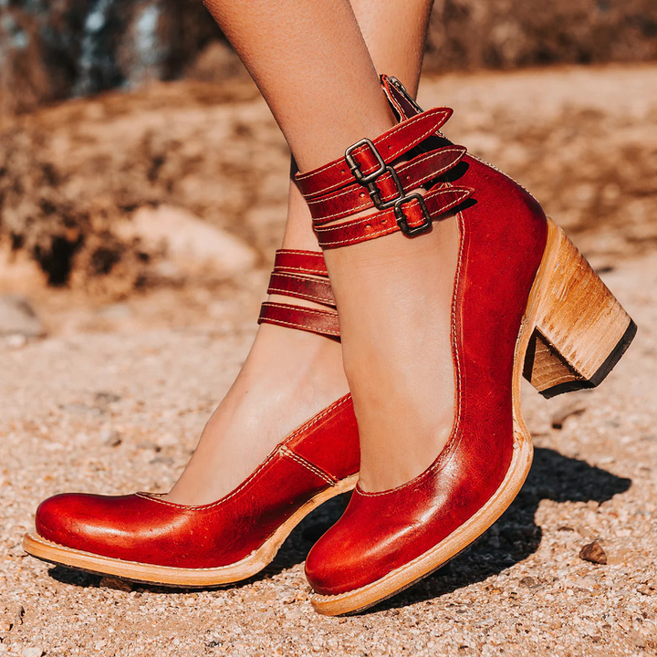 Linda | Women's Ankle Strap Block Heel Shoes