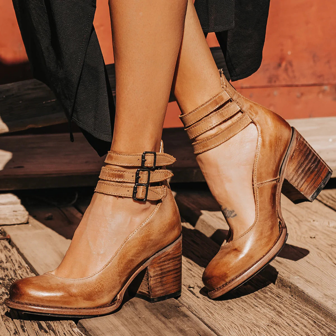 Linda | Women's Ankle Strap Block Heel Shoes