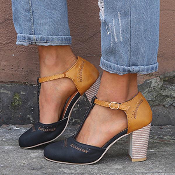 Lisa | Women's T-Strap Block Heel Shoes
