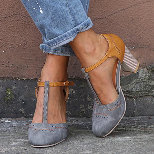 Lisa | Women's T-Strap Block Heel Shoes