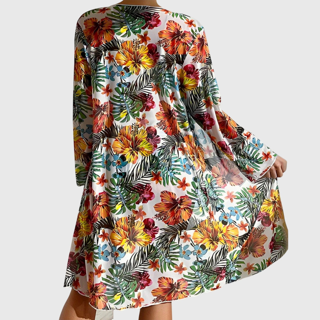 Lois | Floral Print Bikini and Cover Up Set with Halter Neck
